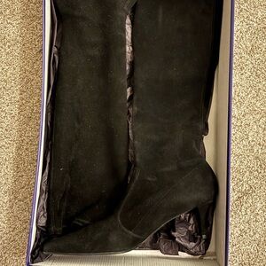 Black Suede kitten heel tall boots